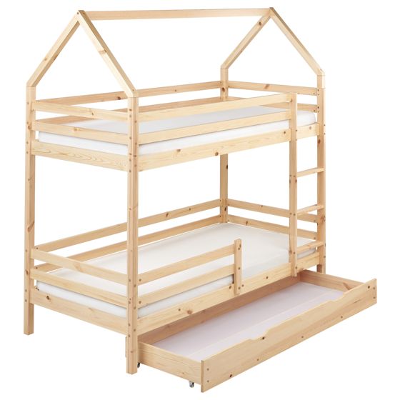 Kerrossänky laatikoilla Talo mänty GIRGOLS 90 x 200 cm säilytystila Vaaleanruskea