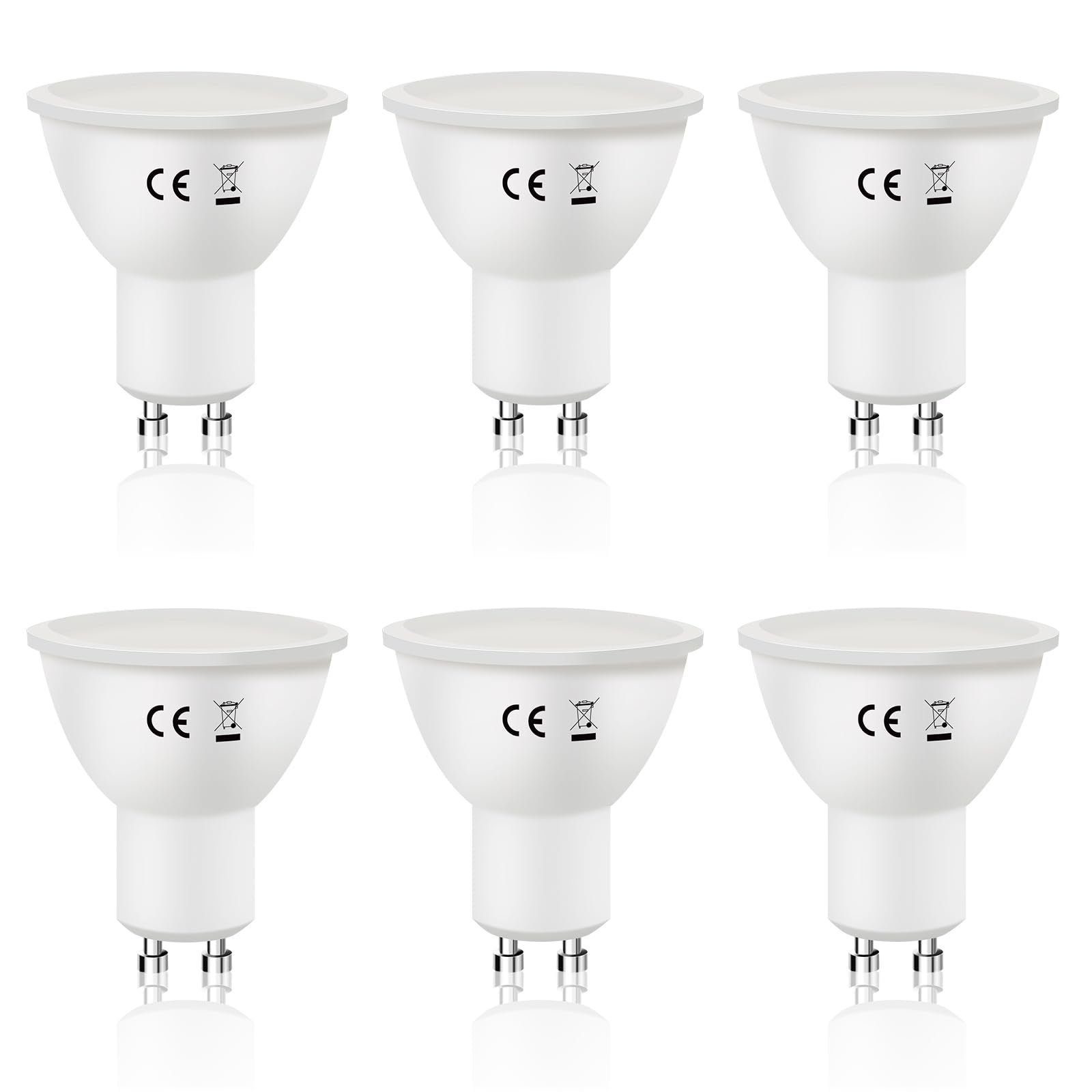 NETTLIFE 6Kpl, GU10, LED-lamppujaViileänValkoinen, 6W, 5000K Korvaa, 60W :n, lamput, 110°:n, sädekulma, energiansäästöheijastin