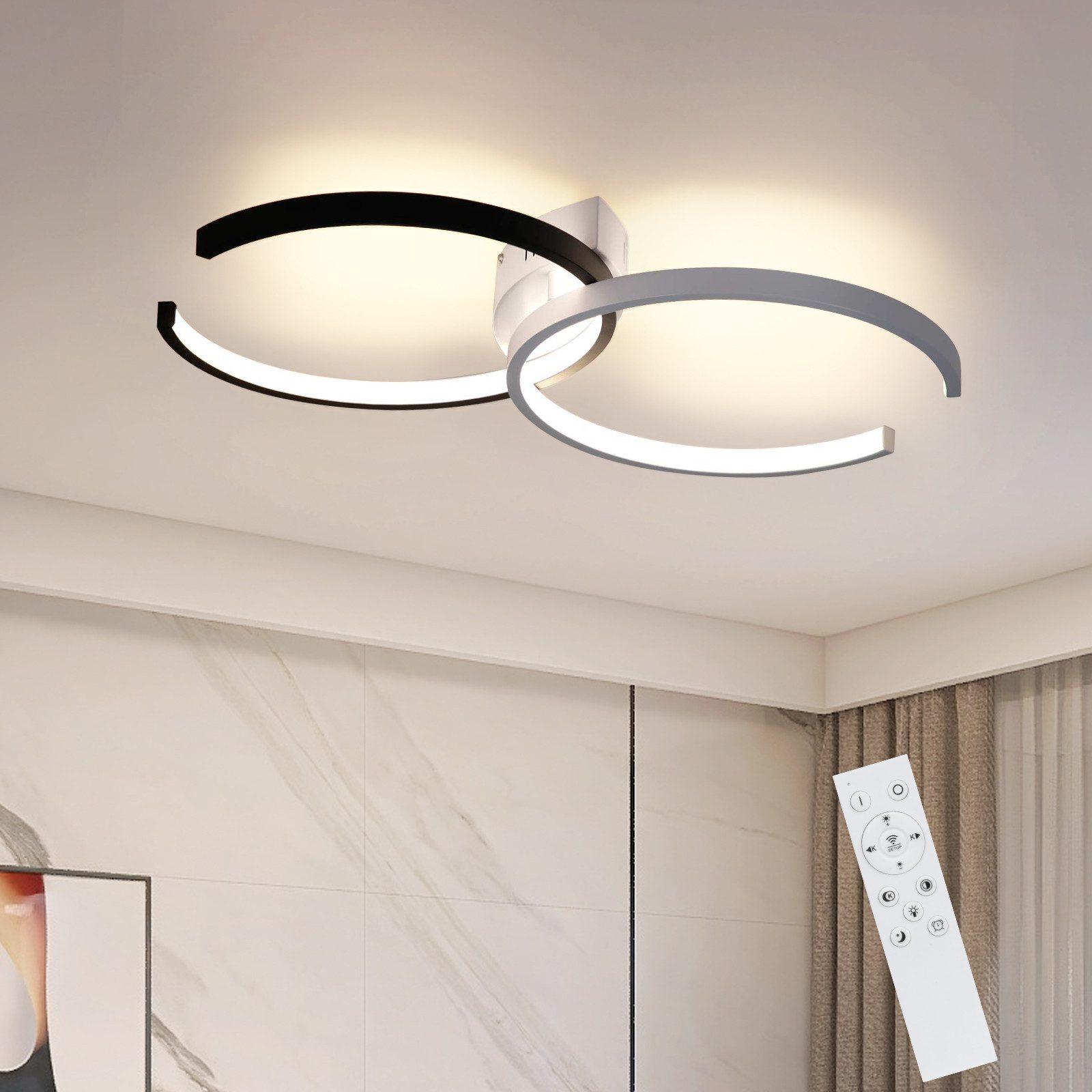 NETTLIFE LED - kattovalaisin, 37W, 54x32x8, 5cm, Moderni himmennettäväKaukosäätimellä Metallinen, Olohuoneen Valaisin, Makuuhuoneeseen