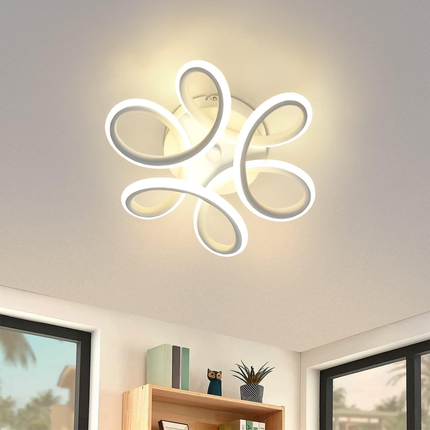 NETTLIFE LED - kattovalaisin, 17W, 3000K, 27*12cm, pieni, moderni, eteisen Valaisin, lämmin Valkoinen Valkoinen, geometrinen Kuvio, olohuoneeseen
