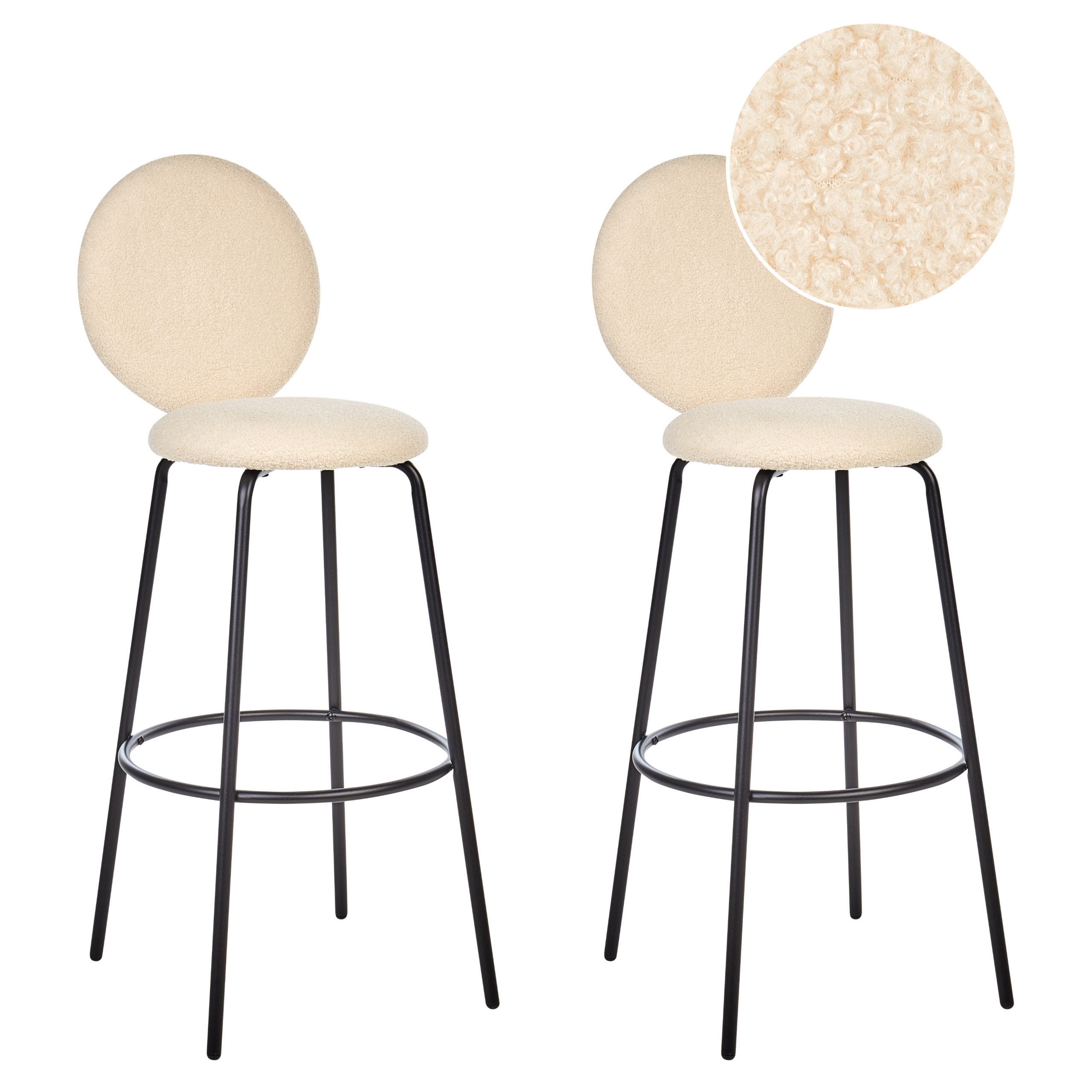 Baarituolisetti 2 kpl EMERY buklee Vaaleanbeige