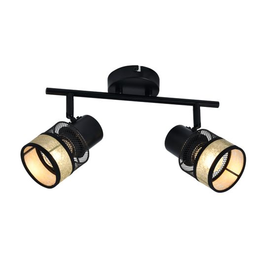 NETTLIFE Kattovalaisin 2 kohdevalaisimella, max. 25 W, metalli, E27, musta, vintage - tyylinen, käytävään sopiva, 330°
