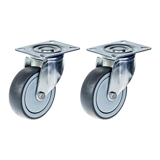 80mm 3" pyöräteline harmaalla kumirenkaalla kääntyvä vahva 160kg kapasiteetti, 2 kpl:n setti
