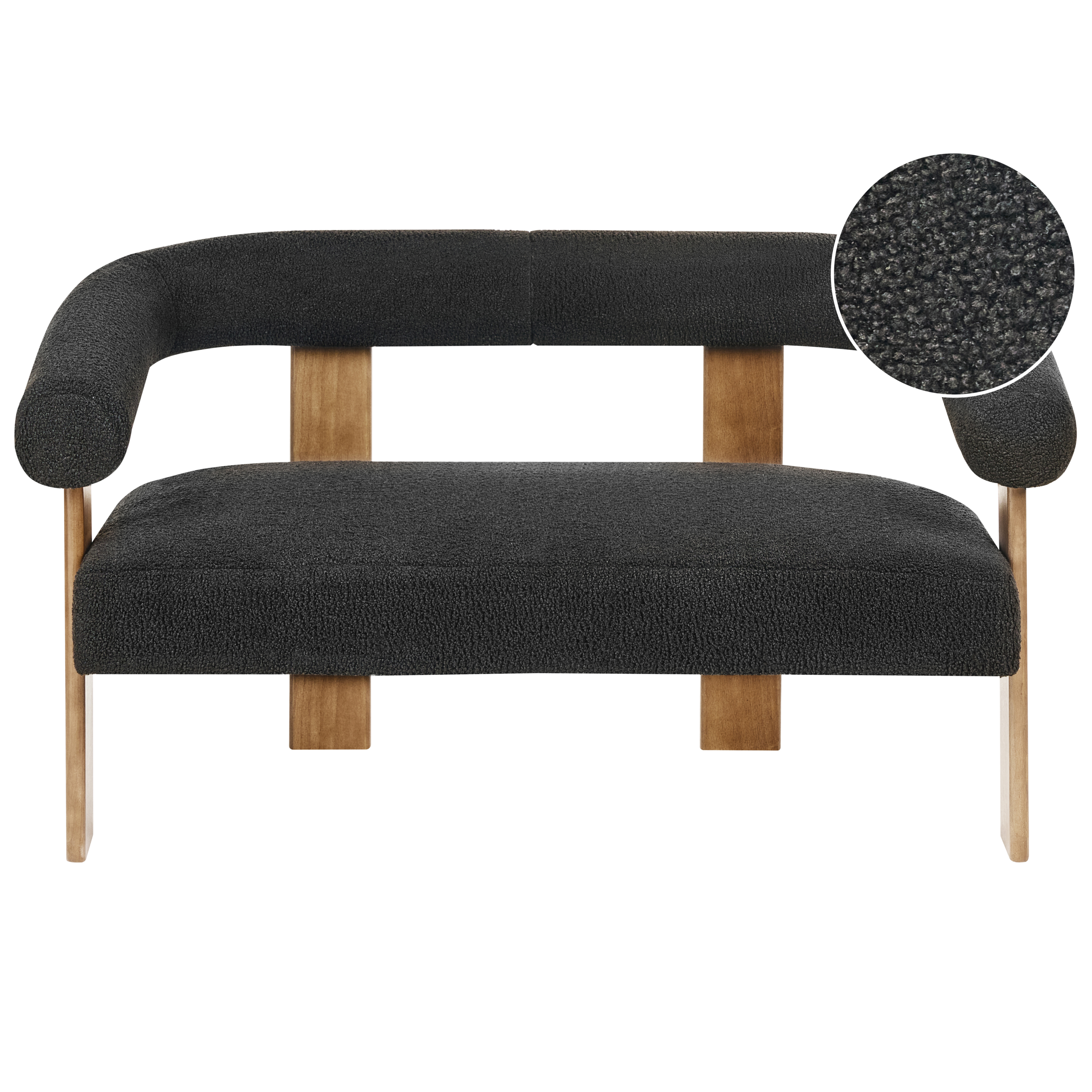 Sohva ILBRO buklee Musta/tummanruskea 2-istuttava