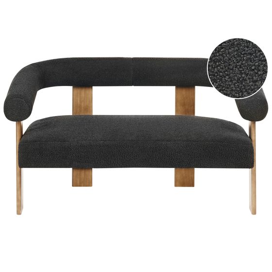 Sohva ILBRO buklee Musta/tummanruskea 2-istuttava