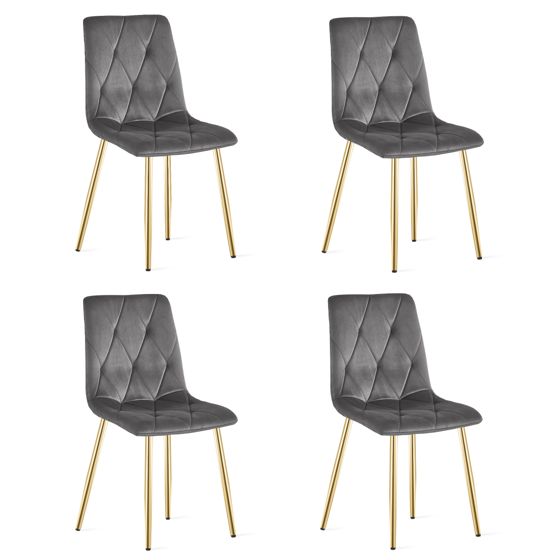 LIBRA-tuoli, tummanharmaa sametti, kullanväriset jalat (4 kpl)