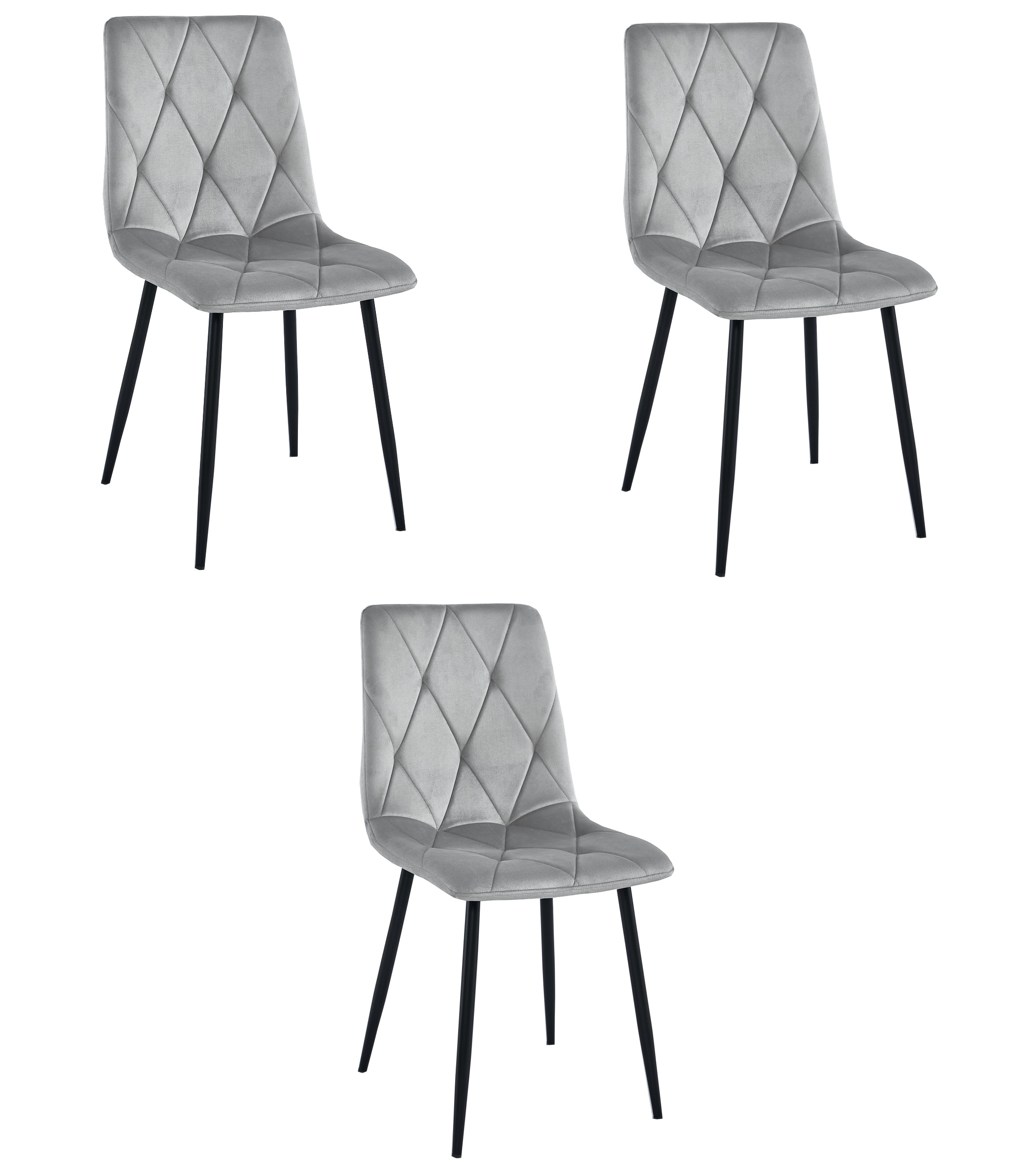 LIBRA-tuoli, hopeanharmaa sametti, mustat jalat (3 kpl)