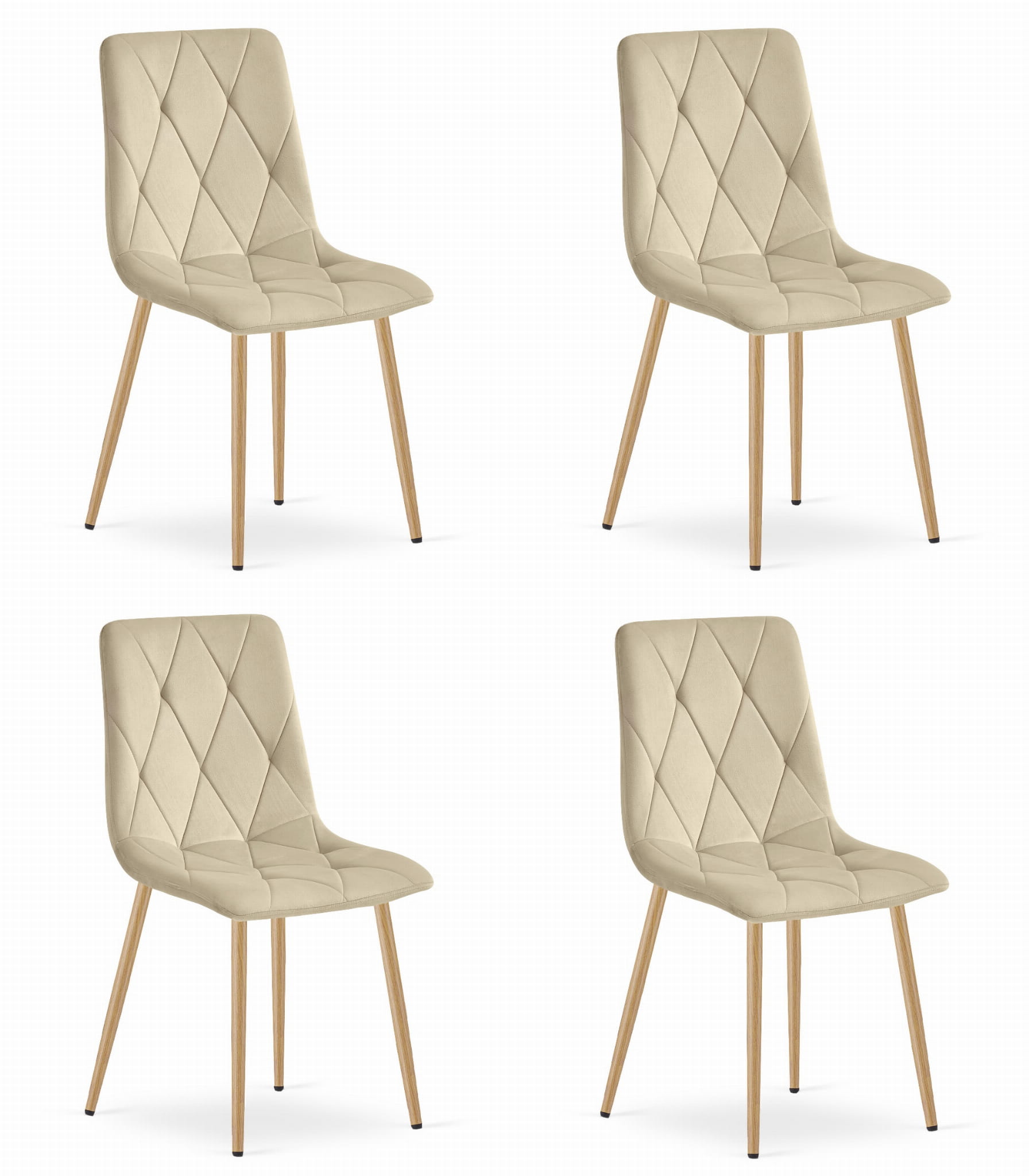 LIBRA-tuoli, vaaleabeige sametti, puunväriset jalat (4 kpl)