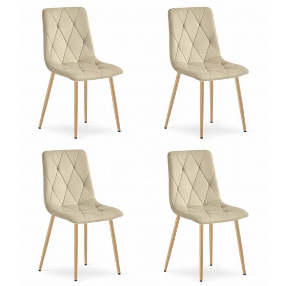 LIBRA-tuoli, vaaleabeige sametti, puunväriset jalat (4 kpl)