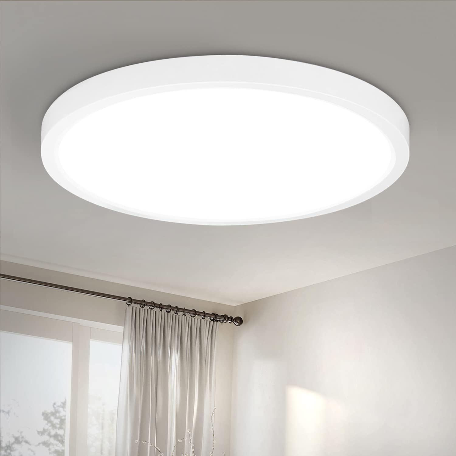 NETTLIFE LED - paneelikattovalaisin musta, litteä kattovalaisin IP44 roiskevesitiivis, viileä valkoinen, 15 W