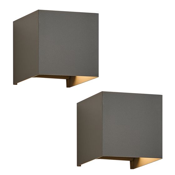 NETTLIFE 2 LED - ulkoseinävalaisimen setti, lämmin valkoinen IP65, antrasiitti, kotiin, porraskäytävään