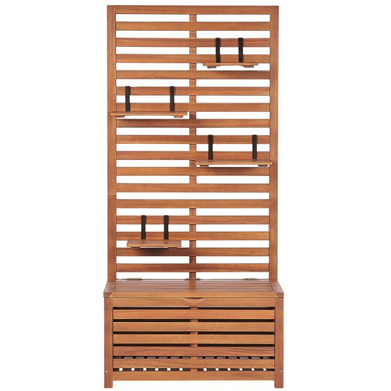 Puutarhapenkki seinäpaneelilla MATINO 80 cm 170 cm Akaasia Ruskea