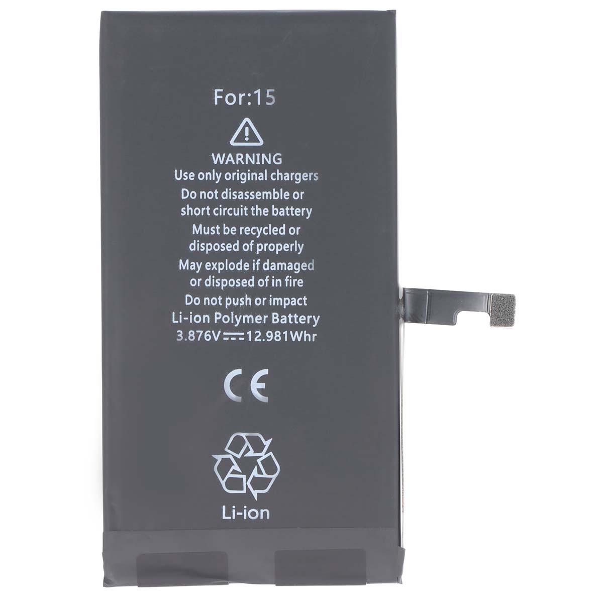 Akku iPhone 15 -malliin Li-polymeeri 3.87V 3349mAh 12.98Wh