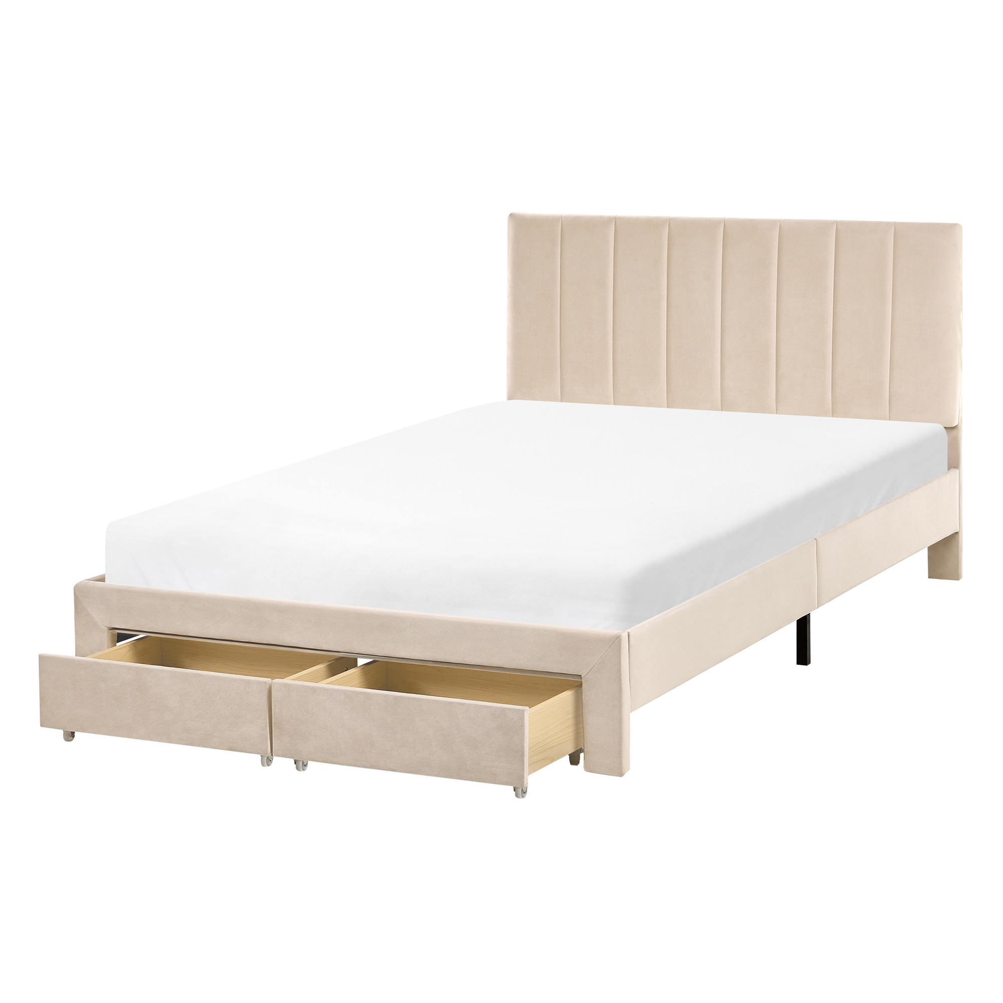 Sänky laatikoilla LONZAC Sametti Beige 120 x 200 cm