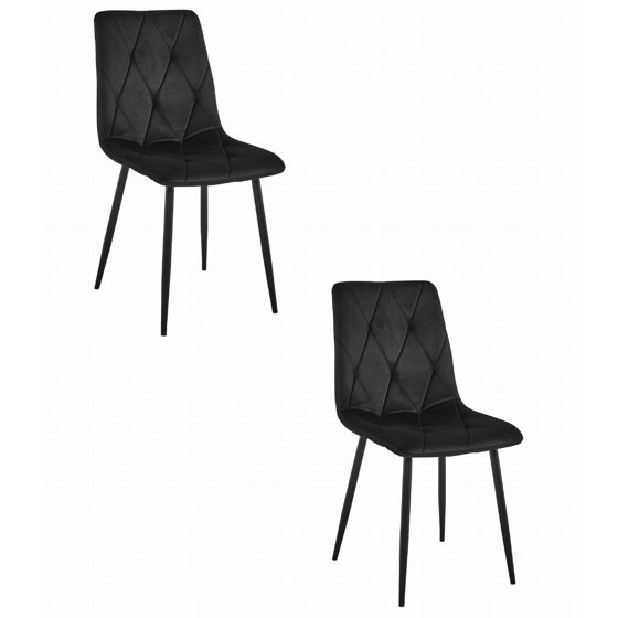 LIBRA-tuoli, musta sametti, mustat jalat (2 kpl)
