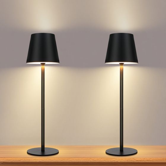NETTLIFE Langaton akkukäyttöinen, yöpöytävalaisin, 2Kpl - 2600mh A, LED - ladattava, ulkopöytävalaisin Kosketusohjaus, Musta USB - akkukäyttöinen