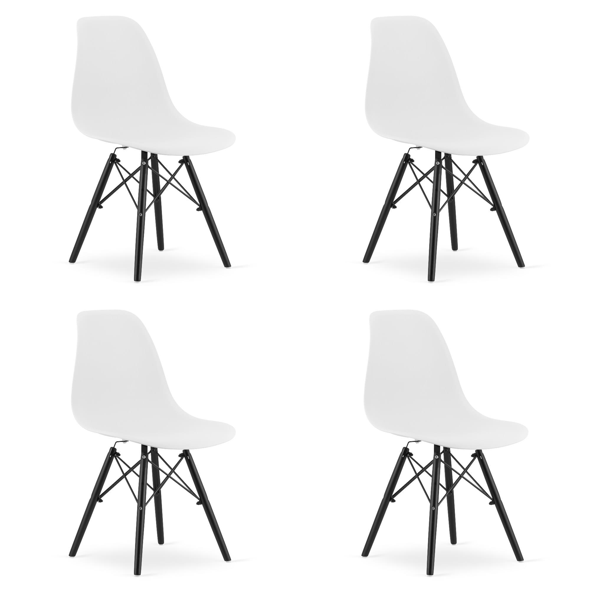 OSAKA-tuoli, valkoinen, mustat jalat (4 kpl)