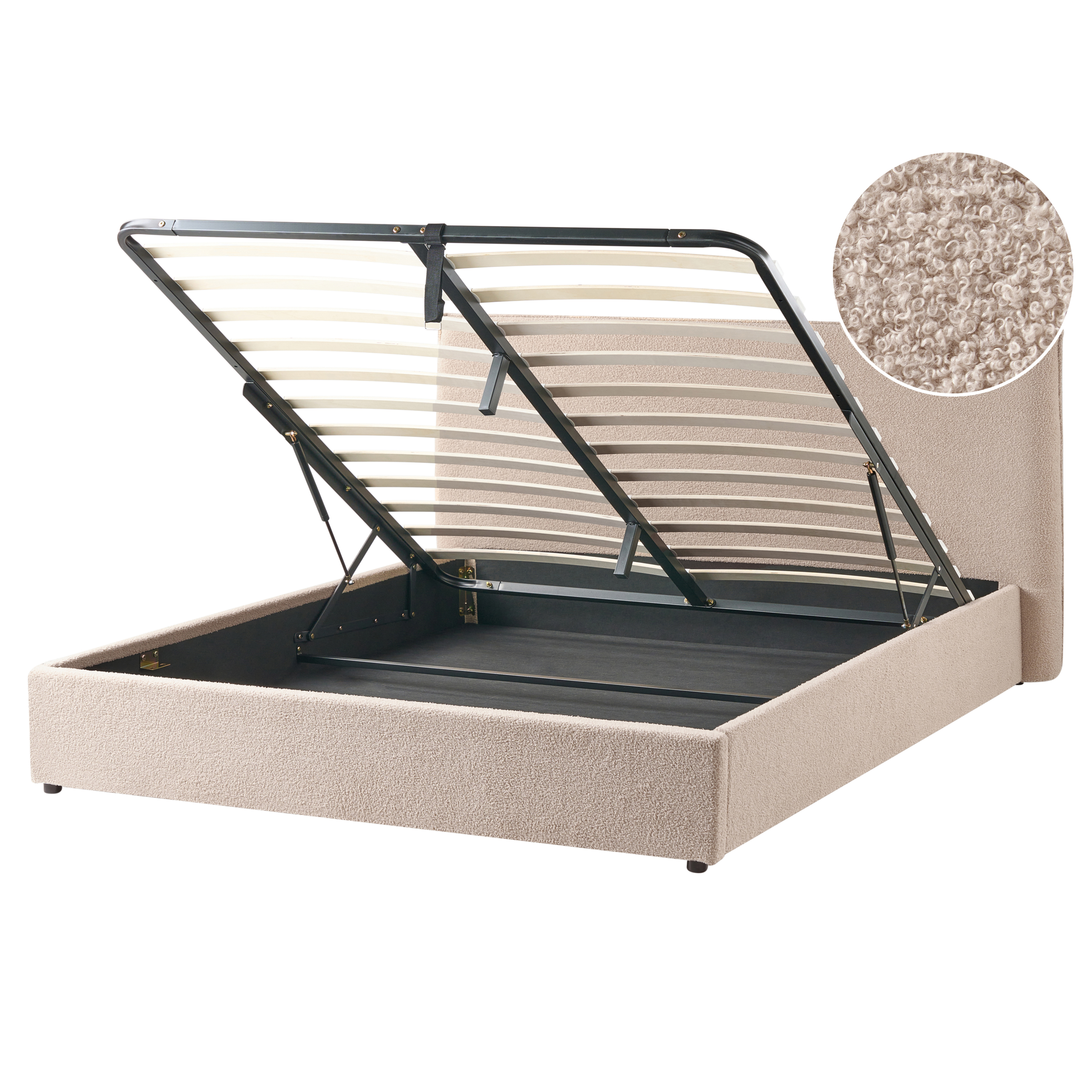 Sänky säilytystilalla buklee LAVAUR 160 x 200 cm Ruskeanharmaa