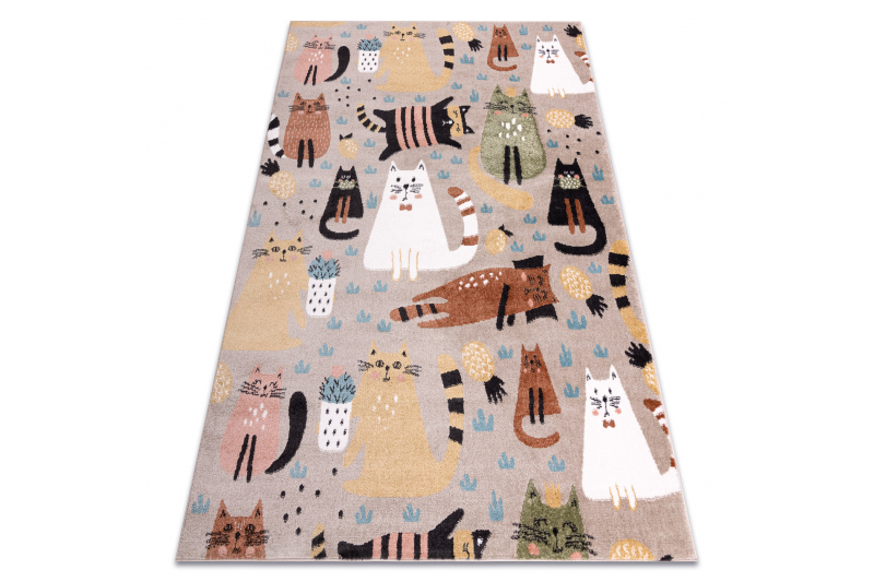Matto FUN Kittens lapsille, kissat beige 80x150 cm