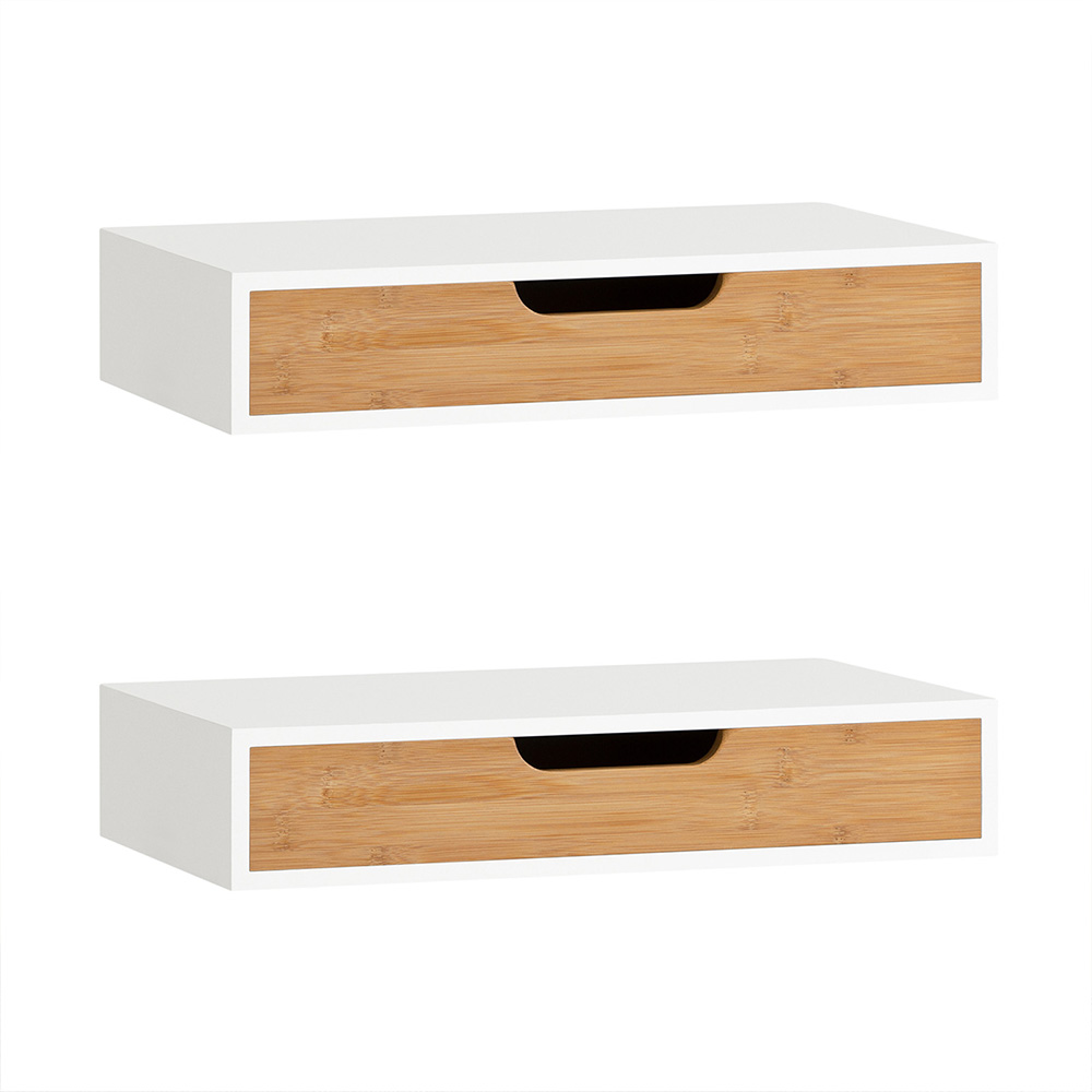 Seinäkaappi integroidulla bambu-vedoksella valkoinen 40.0x25.0x8.0 cm FRG92-WNX2