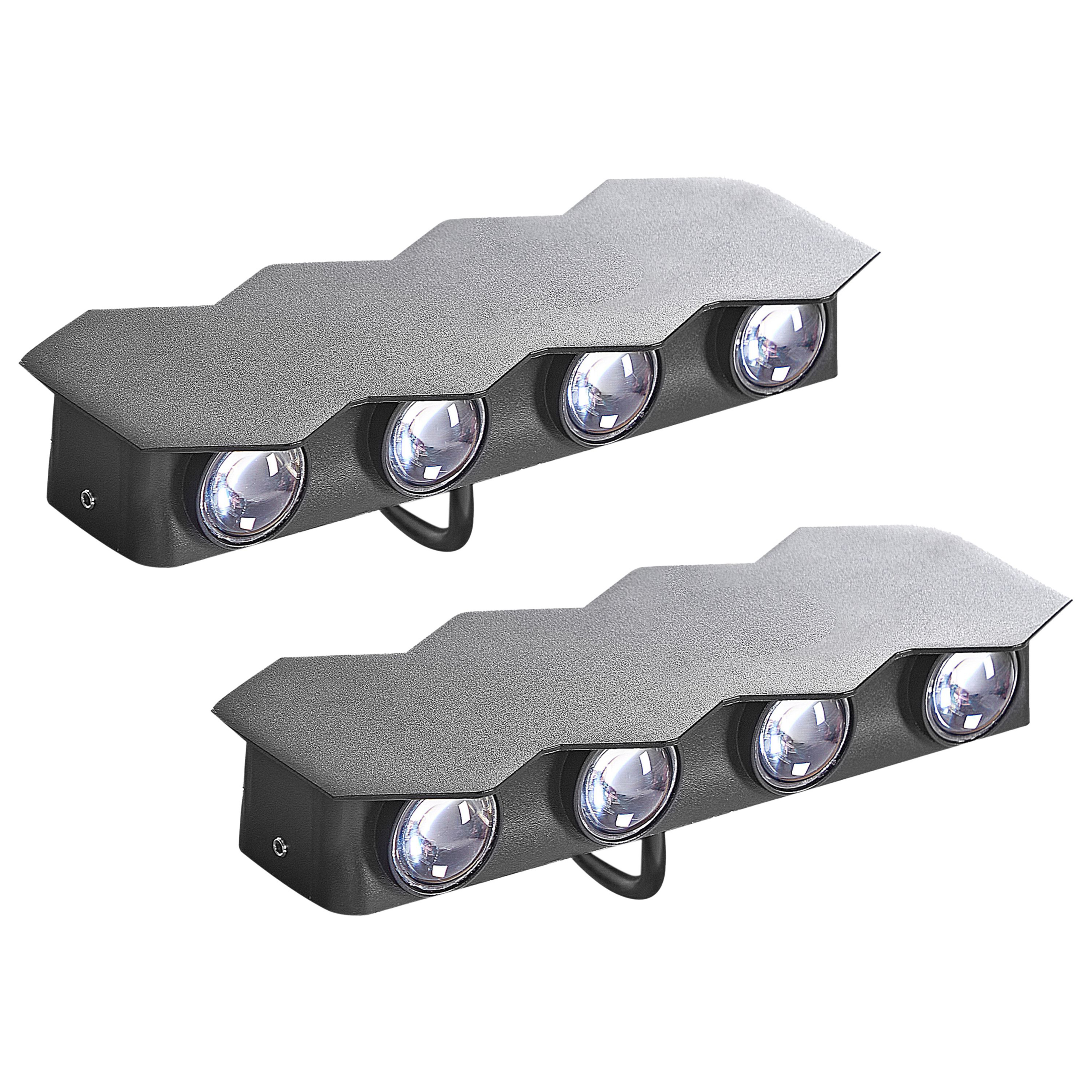 LED-ulkoseinävalaisinsetti 2 kpl WELDON Musta