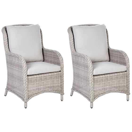Ulkonojatuolisetti 2 kpl CASCAIS polyrottinki Beige
