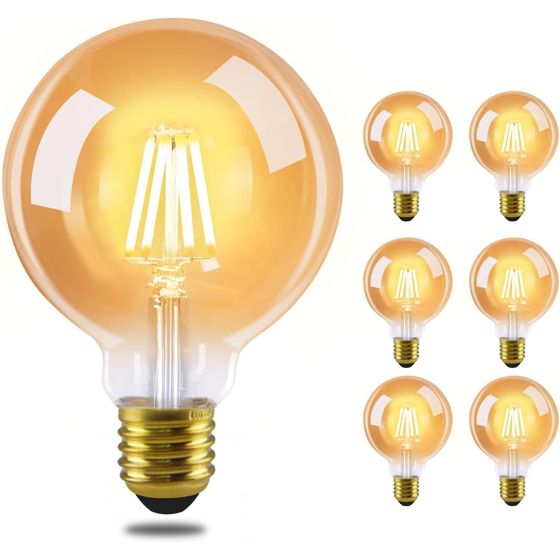 NETTLIFE 6 kpl E27 LED - vintage - lamppuja - G80 2700K 4W Edison lämpimän valkoiset filamenttilamput, ihanteelliset hotelliin, kotiin