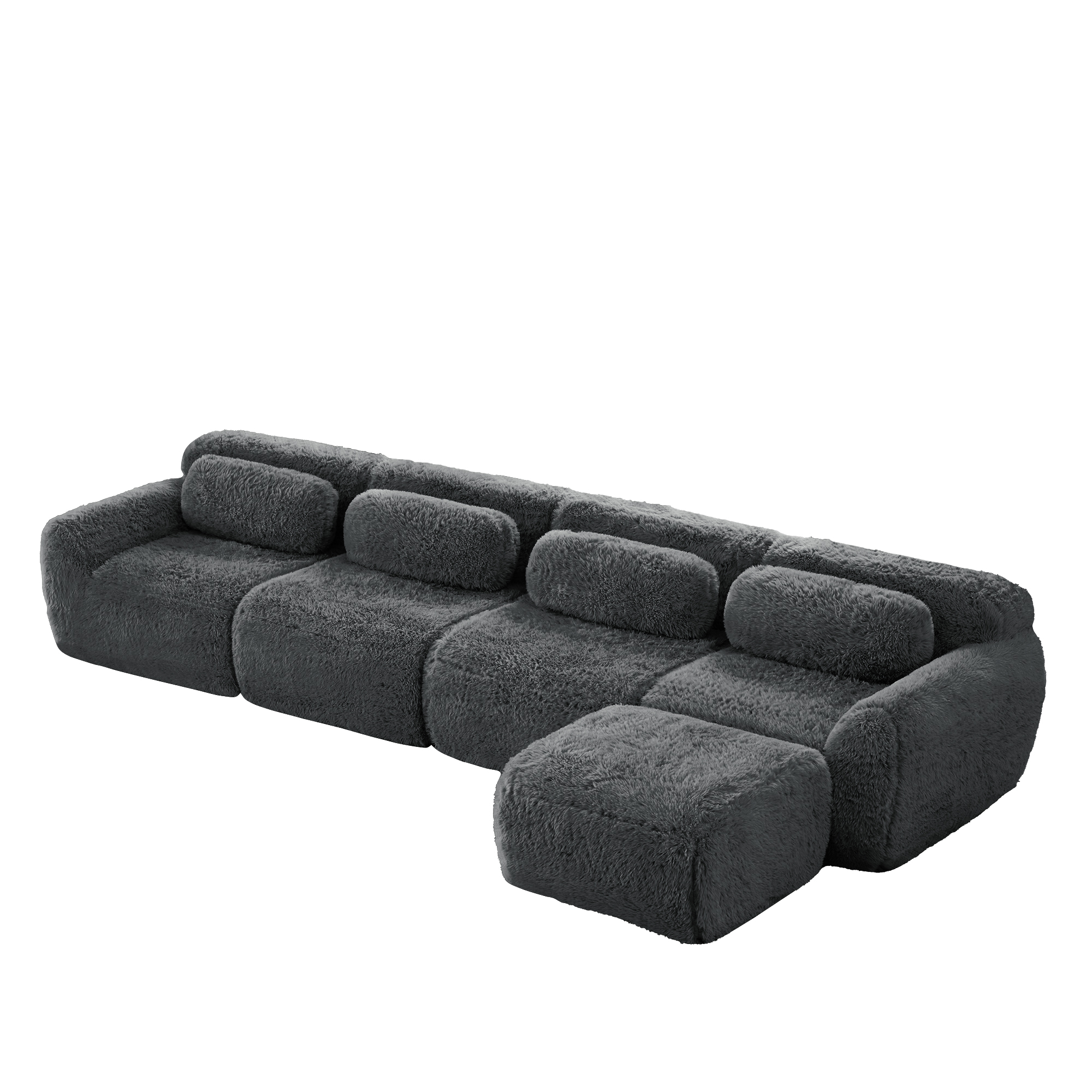 moduulisohva 4-paikkainen harmaa plush materiaali skandinaavinen säilytystilalla varustettu