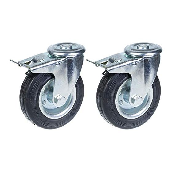 125mm 5" kumirengas, pyörivä jarrullinen, vahva 240kg kantavuus, 2 kpl:n sarja.