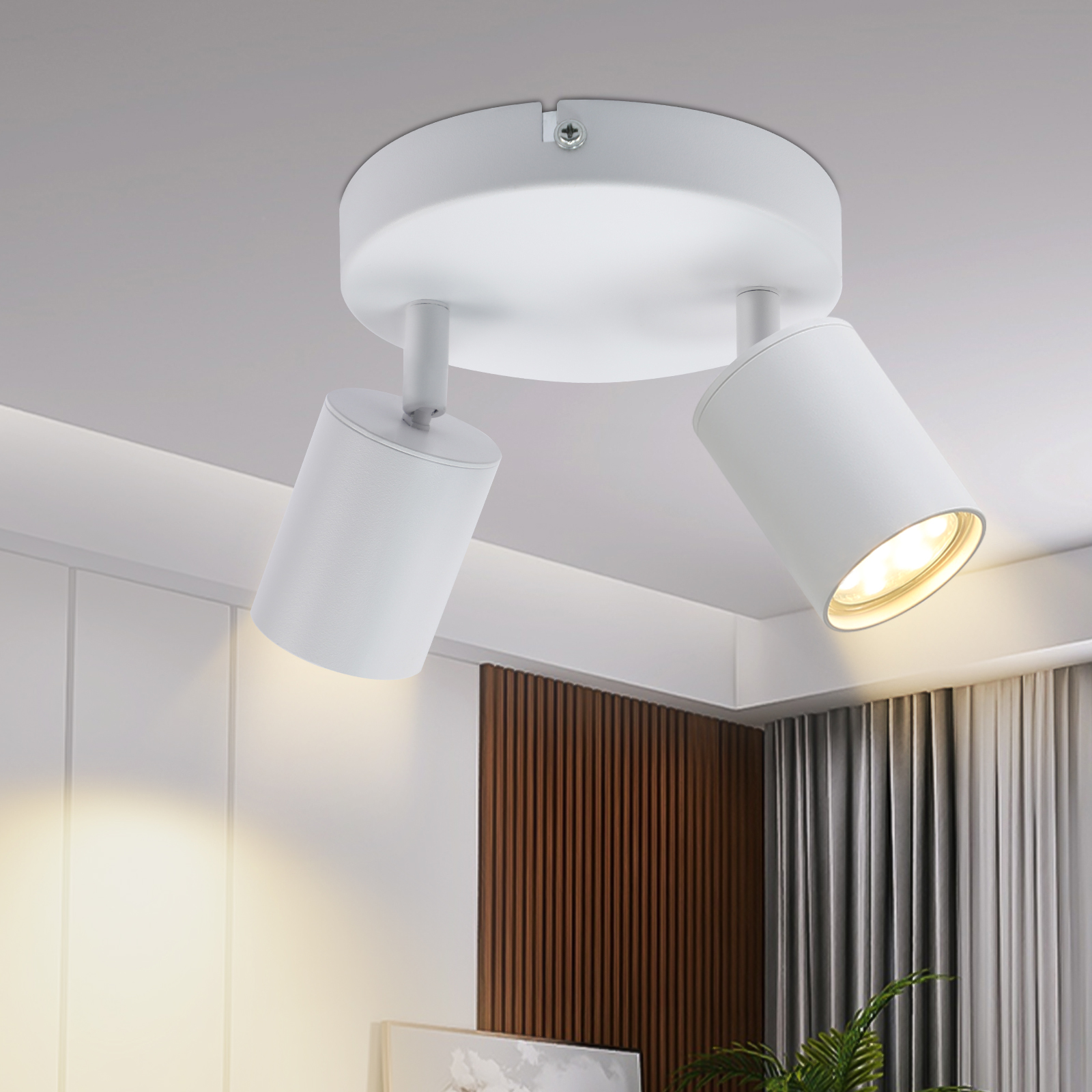 NETTLIFE kattokohdevalaisin, 2 mustaa GU10- lamppua, olohuoneen moderni säädettävä kattovalaisin