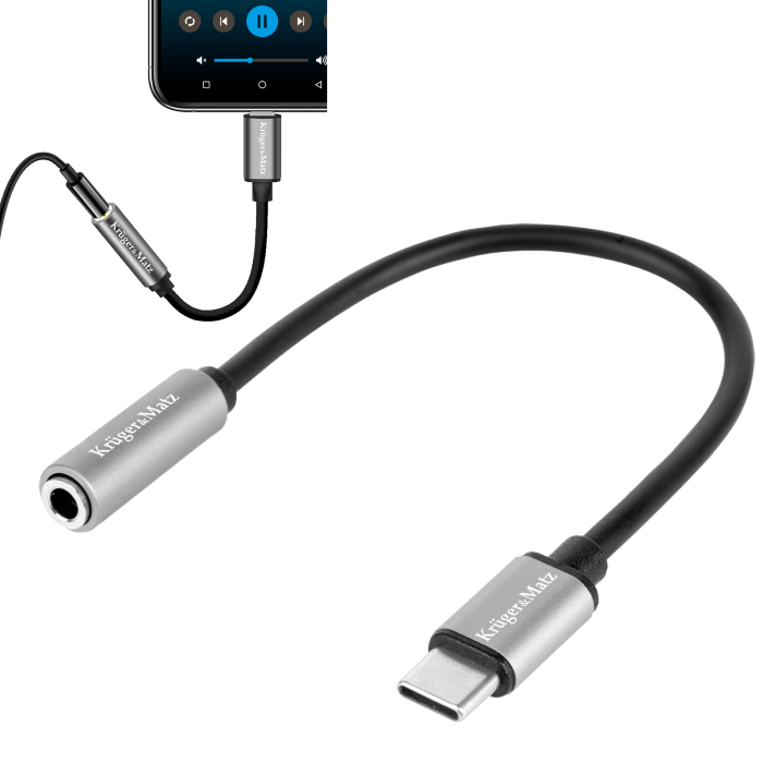 USB-C - MINI JACK 3,5 mm AUX 17,5 cm Kruger&Matz -sovitin