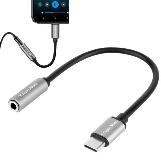 USB-C - MINI JACK 3,5 mm AUX 17,5 cm Kruger&Matz -sovitin