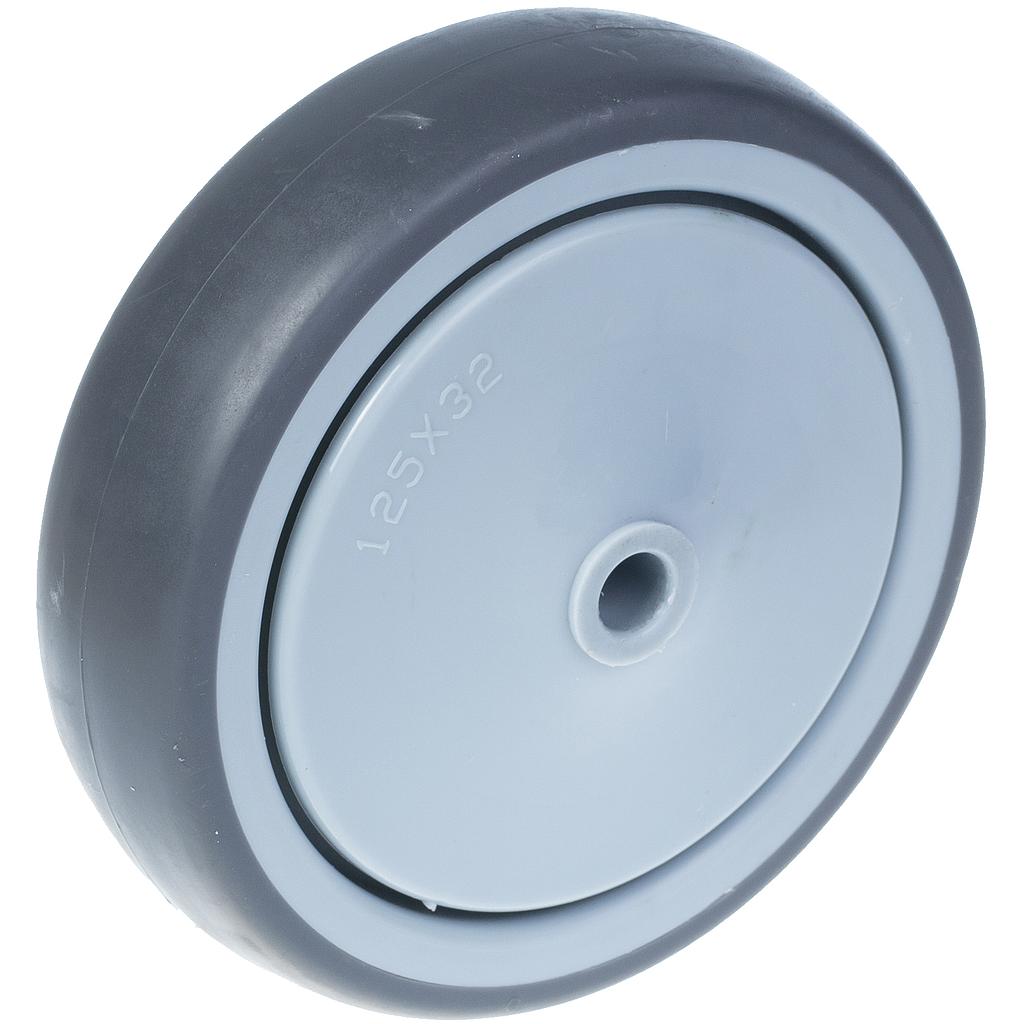 125 mm:n pyörä, jossa on harmaa TPR-kumi ja polypropeeninen ydin