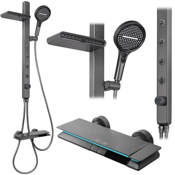 REA suihkusetti KARL THERMOSTAT titaani, 10,5X33,5X175CM