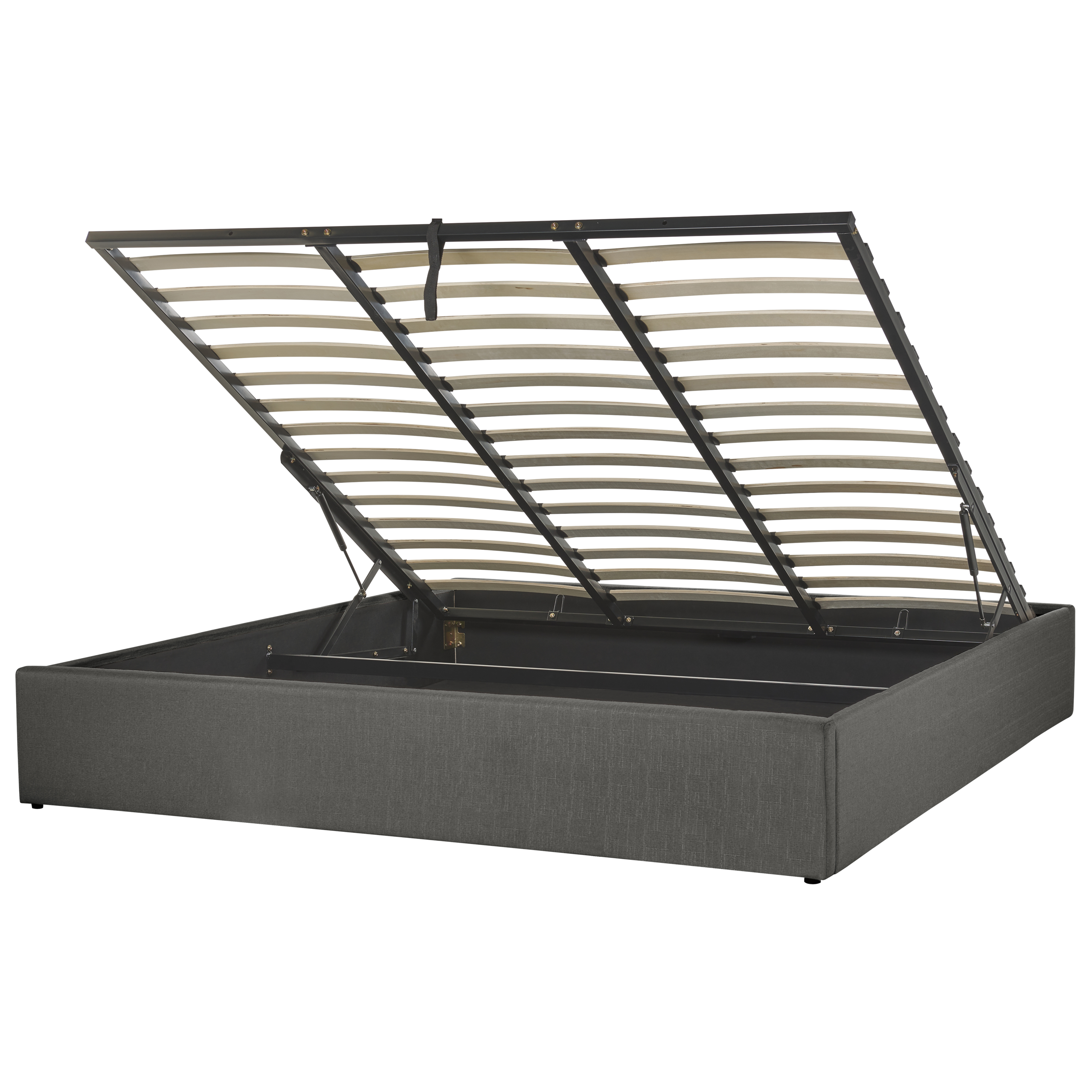 Sänky säilytystilalla ilman sängynpäätyä kangas DINAN 180 x 200 cm Tummanharmaa