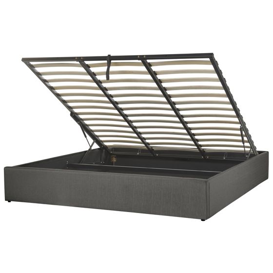 Sänky säilytystilalla ilman sängynpäätyä kangas DINAN 180 x 200 cm Tummanharmaa