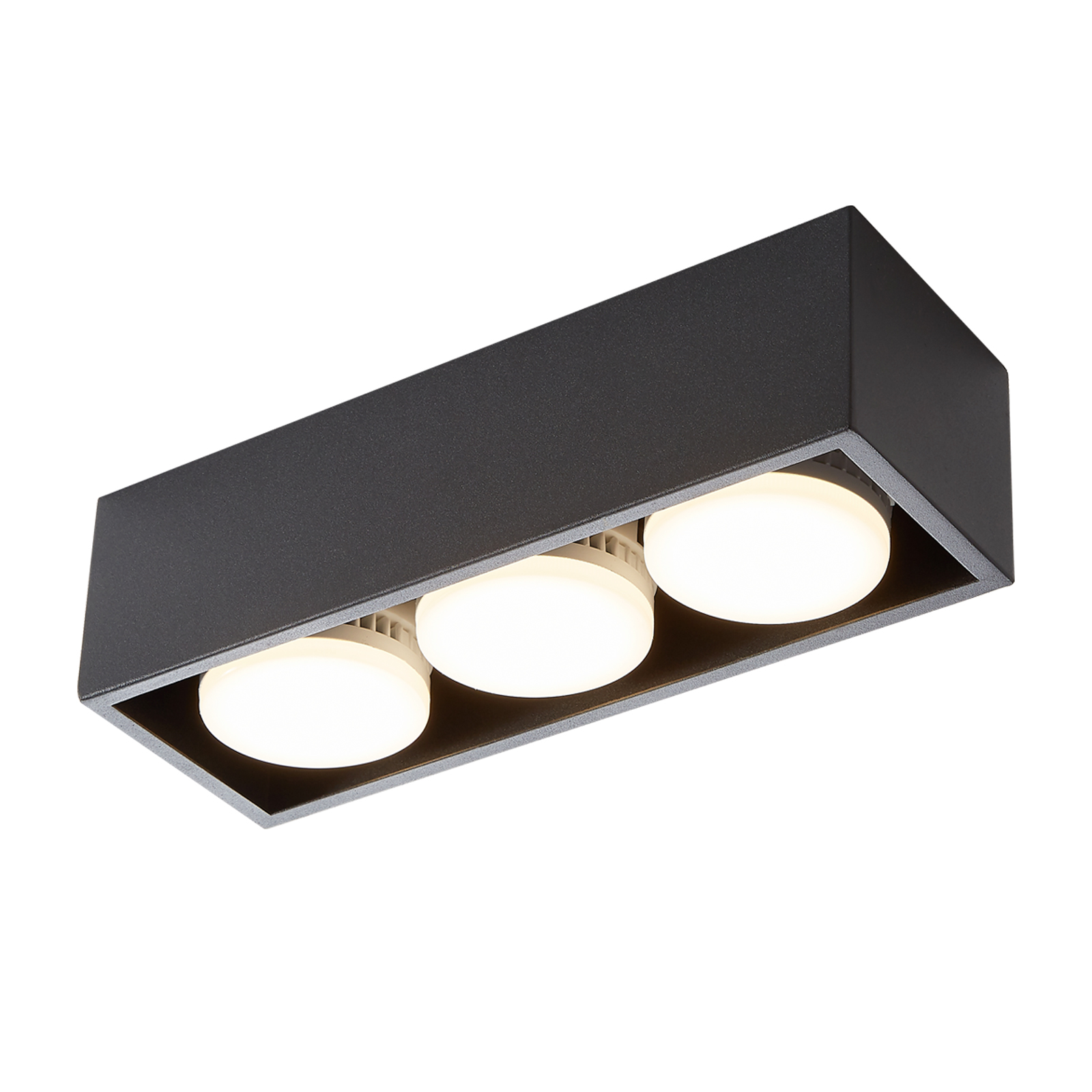 NETTLIFE 3 LED-pinta-asennettavaa kattokohdevaloa neliönmuotoinen musta säädettävä lämmin valkoinen 3x5W GX53