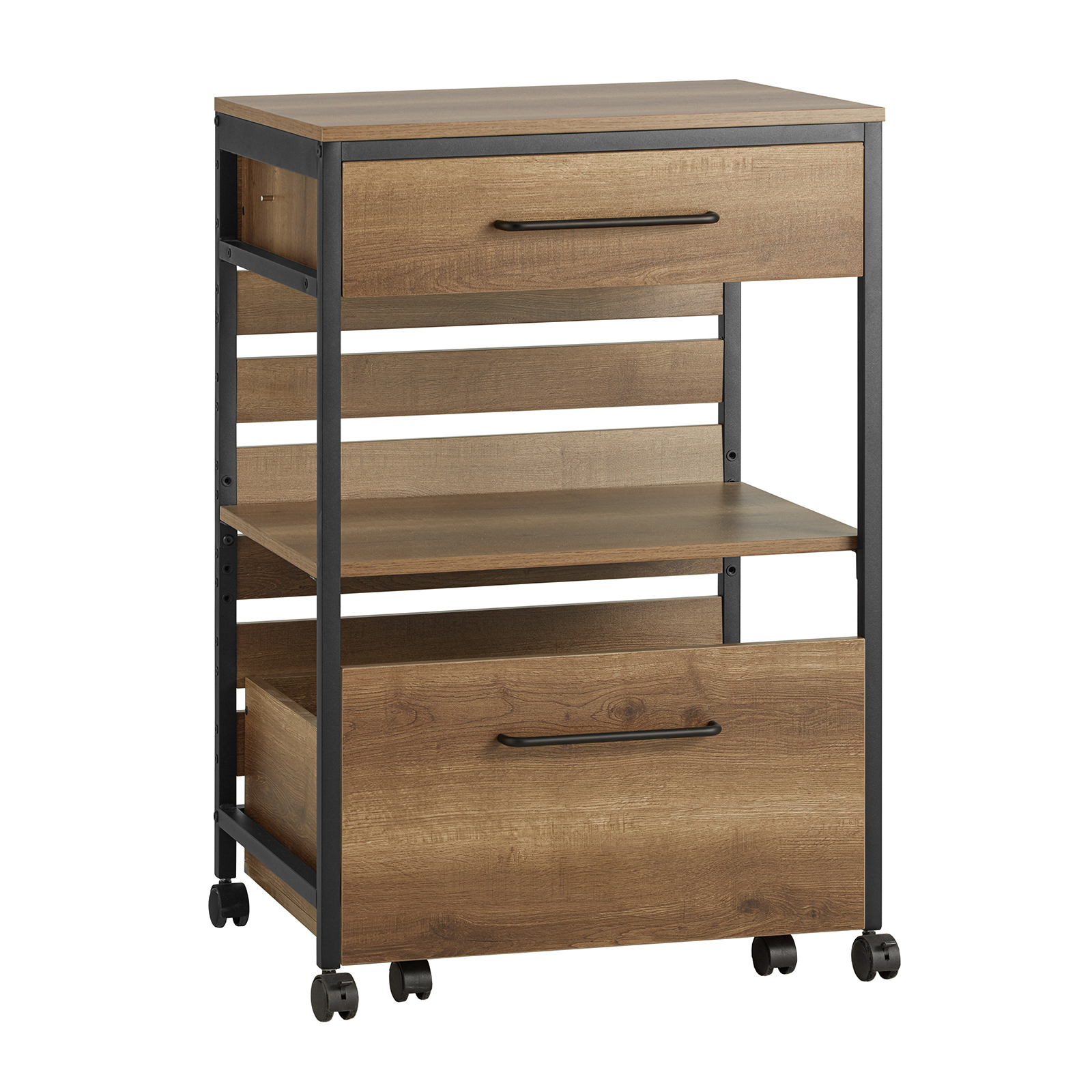 SoBuy Tarjoiluvaunu FKW118-PF luonnonmateriaalinen retrotyylinen