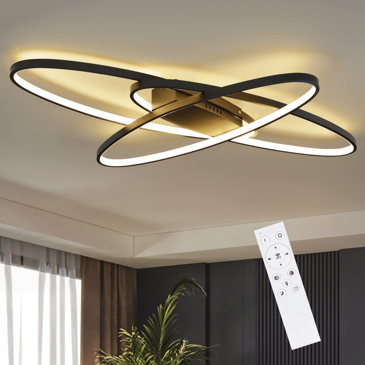 NETTLIFE LED-kattovalaisin olohuoneeseen, himmennettävä, kaukosäätimellä, moderni eteisen kattovalaisin 3000-6500K 75W