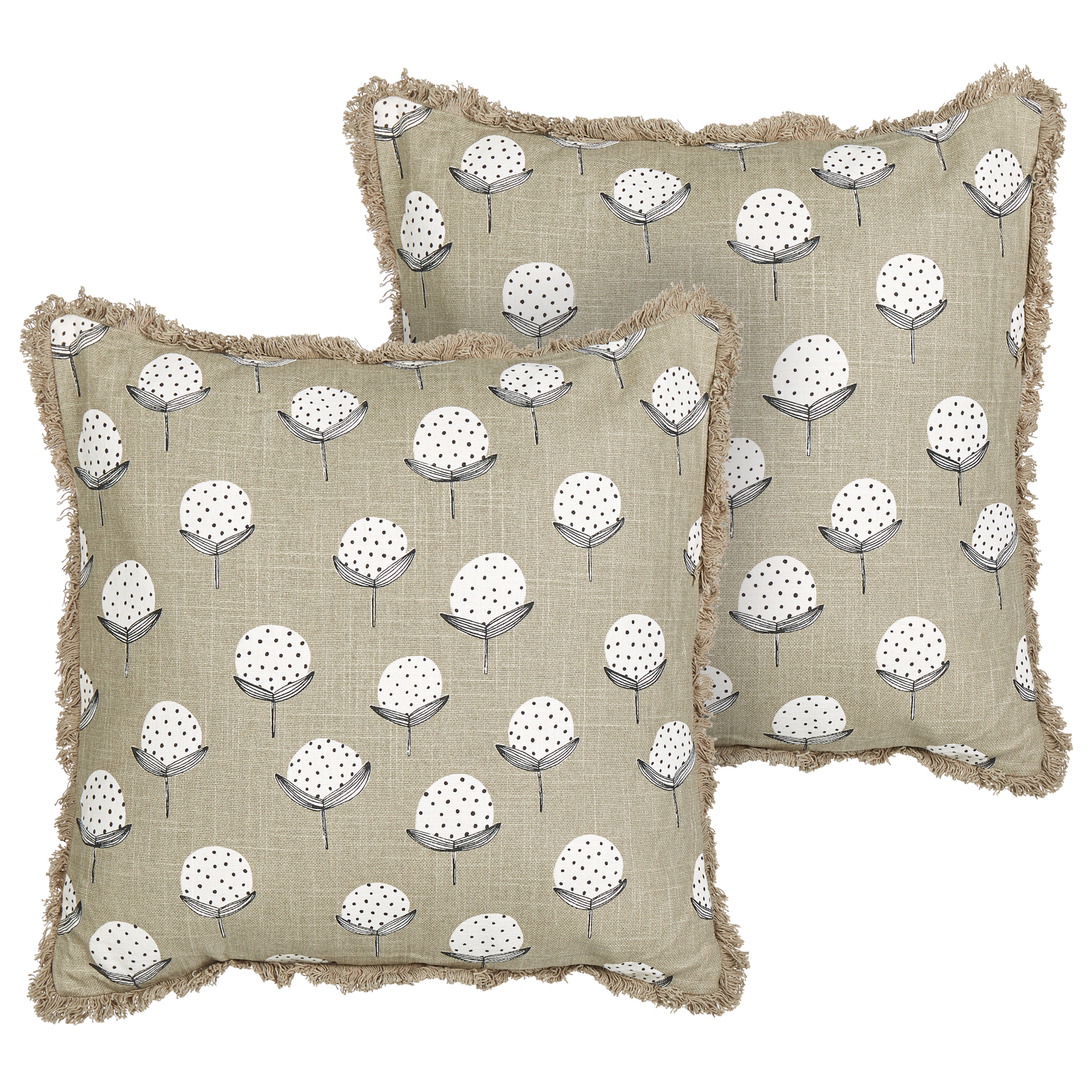 Koristetyynysetti 2 kpl PSILOTALES 45 x 45 cm Puuvilla Beige Kukkakuvio