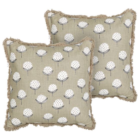 Koristetyynysetti 2 kpl PSILOTALES 45 x 45 cm Puuvilla Beige Kukkakuvio