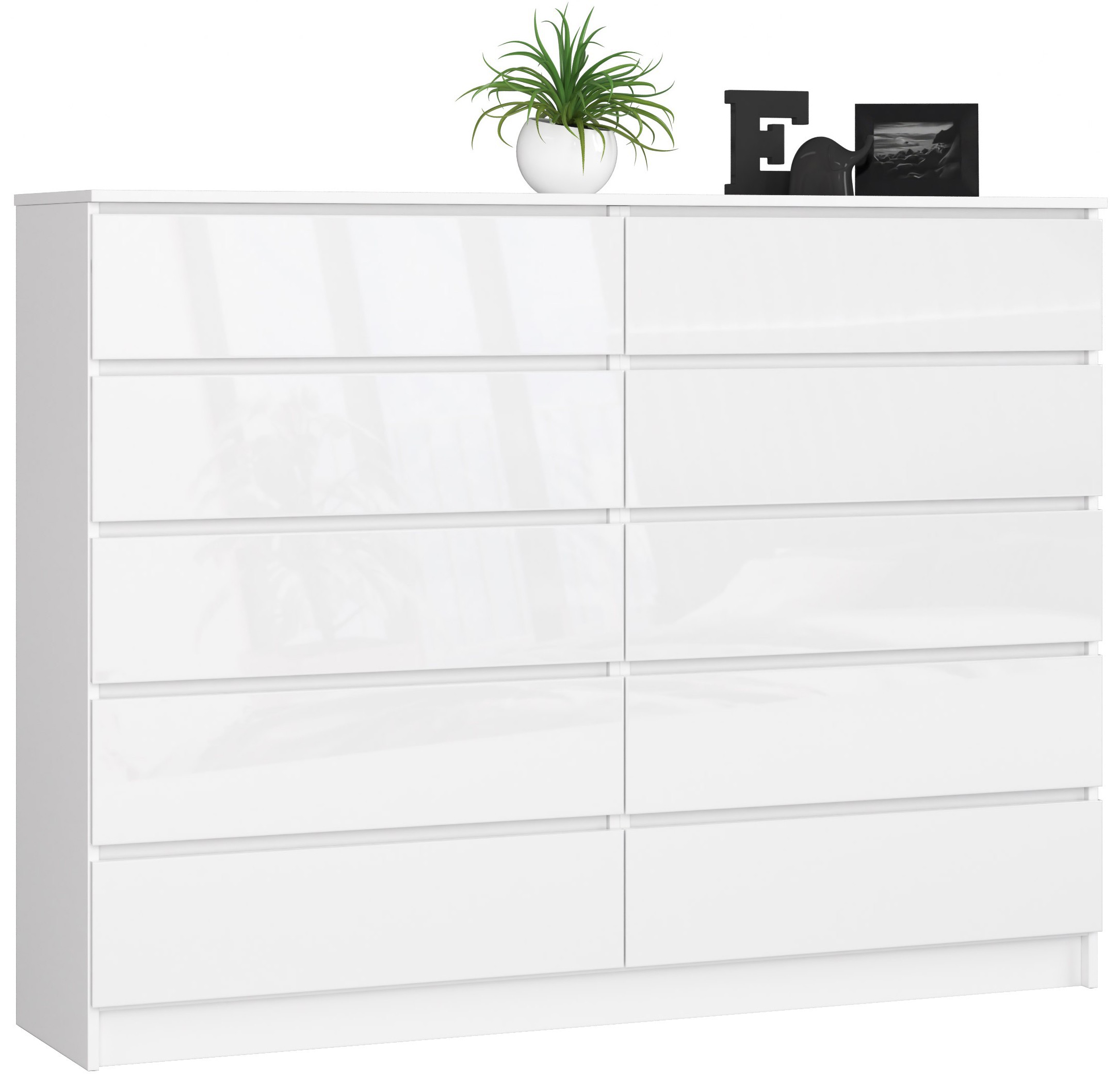 Akord Lipasto 10 laatikkoa Valkoinen/Valkoinen Kiiltävä 160x40x121