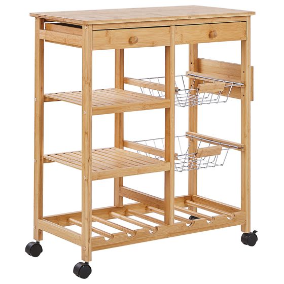 Tarjoiluvaunu MORINO bambu Vaaleanruskea