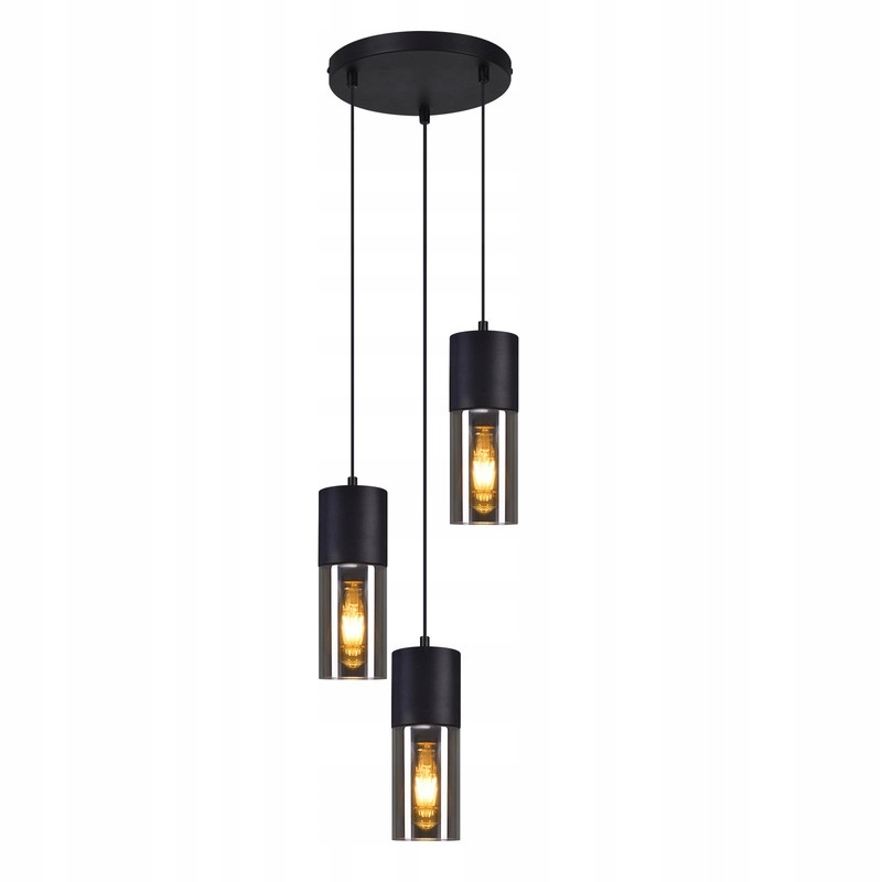 NETTLIFE-riippuvalaisin, 3-lamppuinen, lasinen, riippuvalaisin, E27, LED-pyöreä, musta, riippuvalaisin
