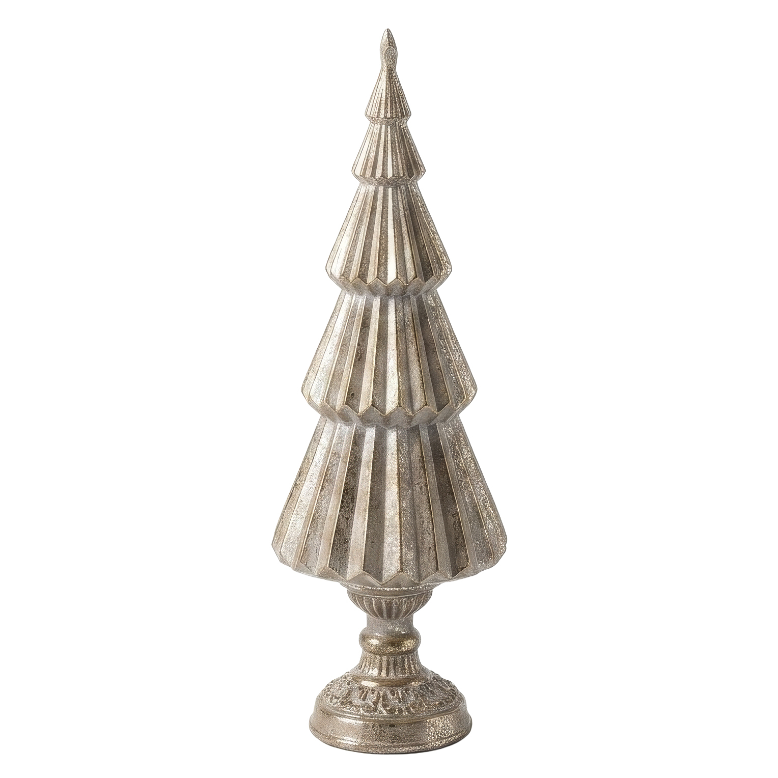 Joulukuusifiguuri SANTA LILA beige-kultainen polyresiini 12, 5x12, 5x38 cm