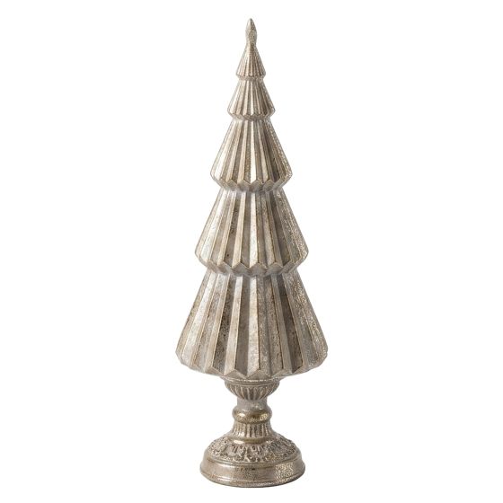 Joulukuusifiguuri SANTA LILA beige-kultainen polyresiini 12, 5x12, 5x38 cm