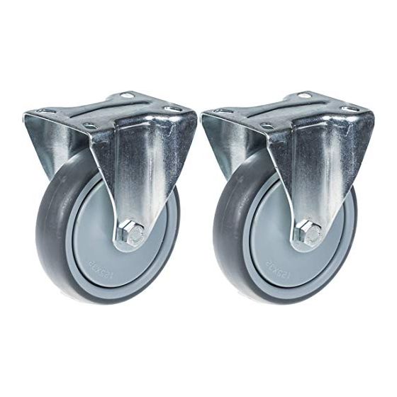 125mm 5" pyörän harmaa kumirengas kiinteä vahva 260kg kantavuus, 2 kpl:n sarja.