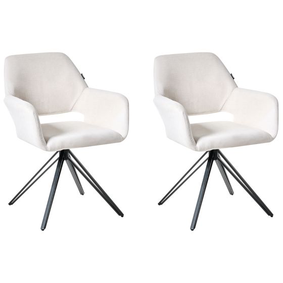 Ruokatuolisetti 2 kpl CINEY kangas Luonnonvalkoinen