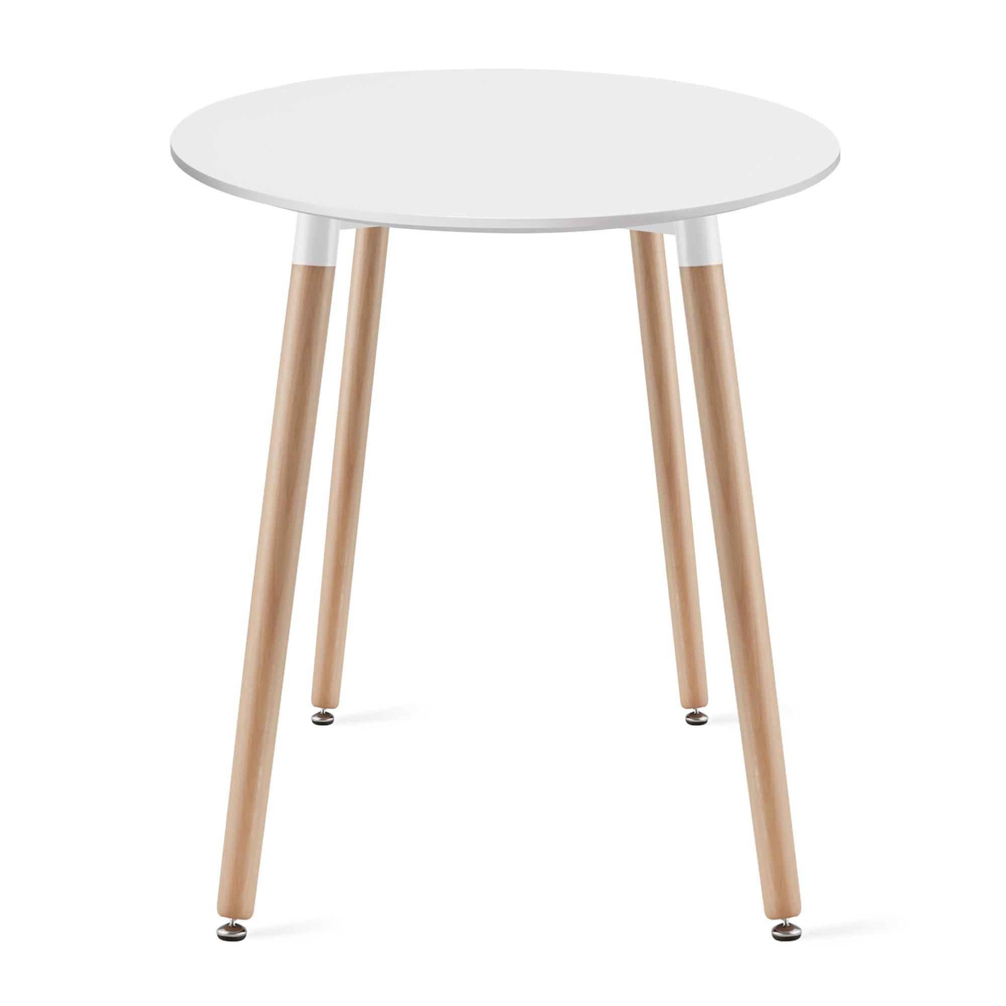 Pöytä - Leobert - KAMI - valkoinen/luonnonväriset jalat - 60 cm - pyöreä