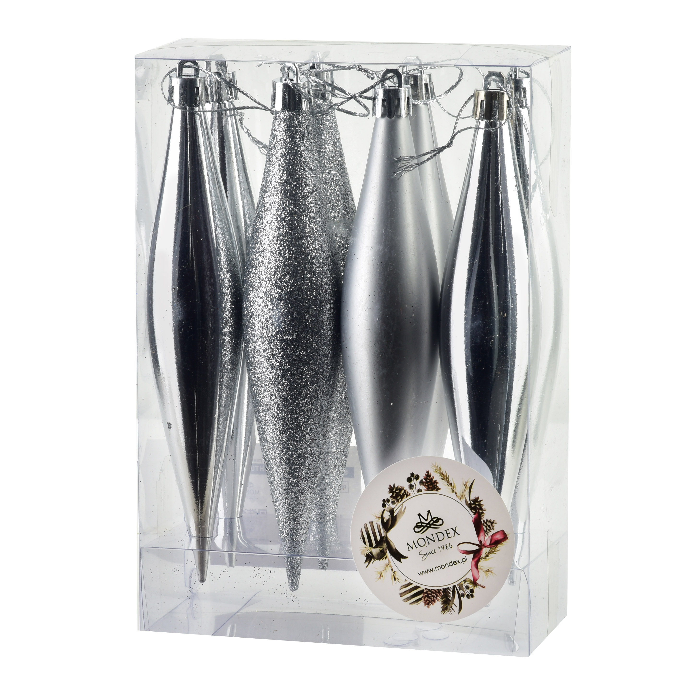 Jääpuikkokoriste PVC Santa Lila hopea 8kpl